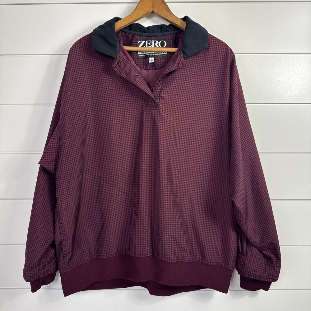 Zero Restriction Golf Outerwear Pullover Jacket Maroon Houndstooth sz L